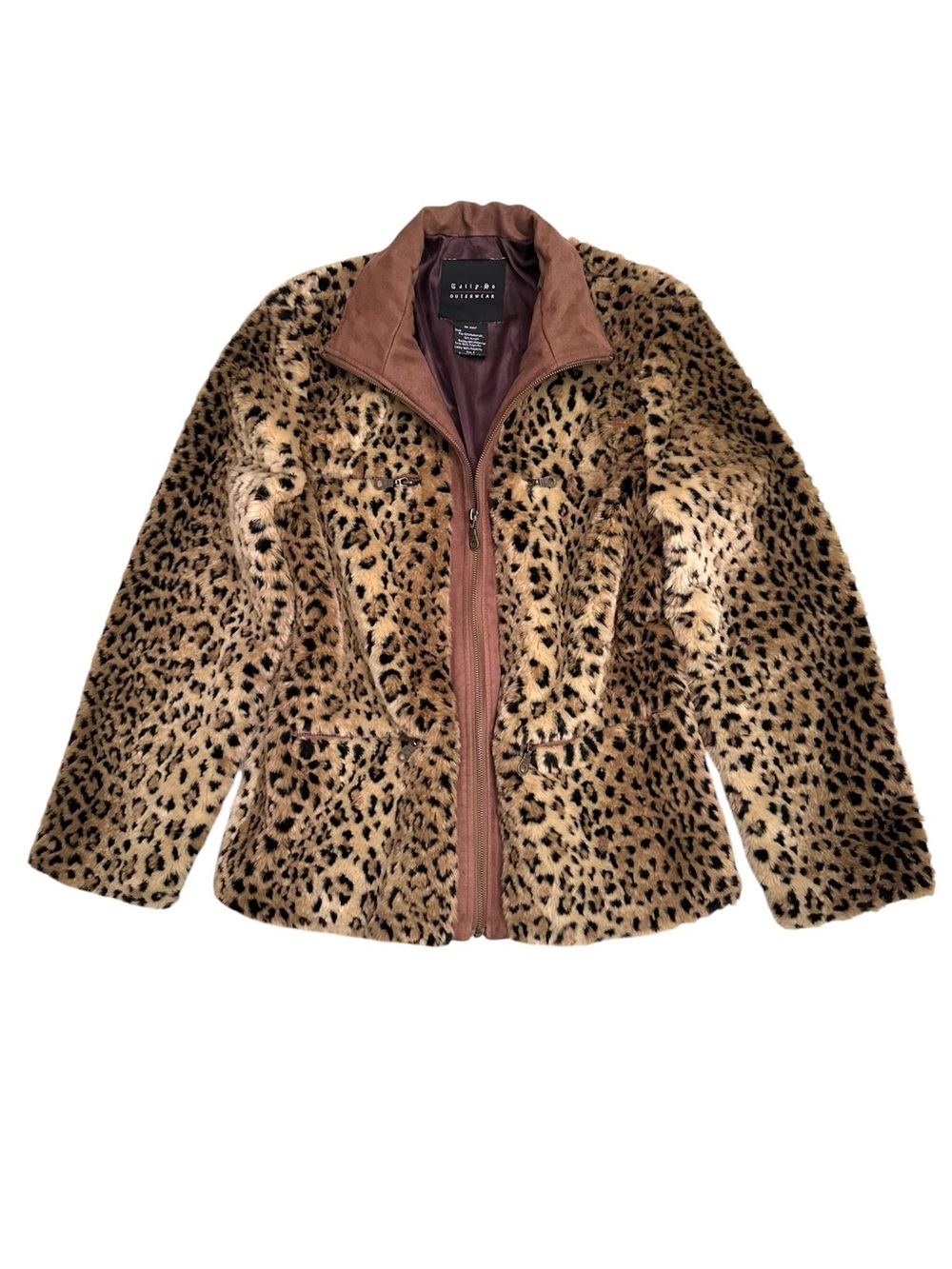 Vintage Faux Fur Leopard Print Jacket size Small